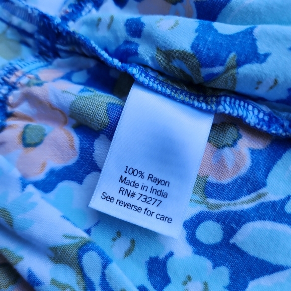 Croft & Barrow WomensBlue Orange Floral Dress Short Sleeve Elastic Waist Sz S - Picture 12 of 15